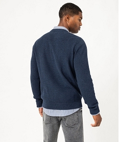 pull col rond en coton uni homme bleu pullsF119101_3