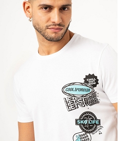 tee-shirt manches courtes en coton imprime homme blanc tee-shirtsF119501_2