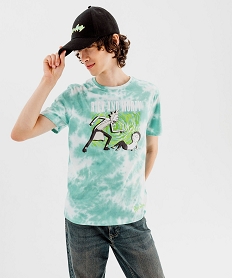 GEMO Tee-shirt manches courtes tie-and-dye imprimé homme - Rick & Morty Bleu