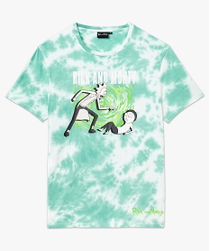 tee-shirt manches courtes tie-and-dye imprime homme - rick morty bleu tee-shirtsF124401_4