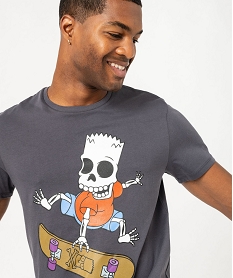 tee-shirt manches courtes en coton imprime homme - les simpsons gris tee-shirtsF124701_2