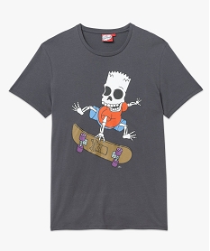 tee-shirt manches courtes en coton imprime homme - les simpsons gris tee-shirtsF124701_4