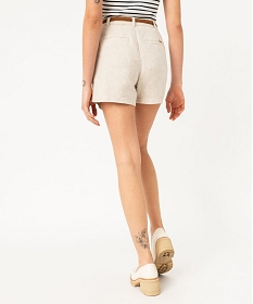 short ample a taille haute en lin avec ceinture tressee femme - lulucastagnette beige shortsF126001_3