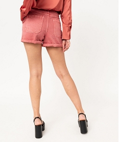 short en twill ample taille haute a boutons femme rose shortsF126201_3