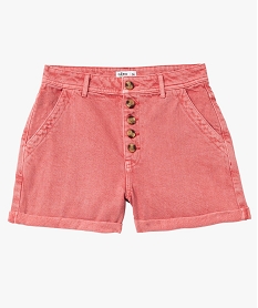 short en twill ample taille haute a boutons femme rose shortsF126201_4