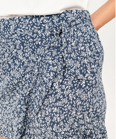 jupe short a motifs fleuris avec volants femme bleuF126301_2