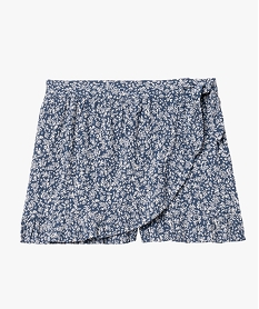 jupe short a motifs fleuris avec volants femme bleu shortsF126301_4