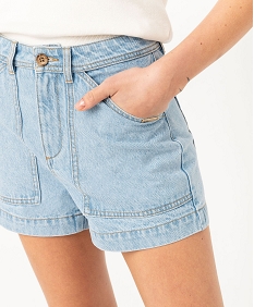 short en jean ample a taille haute femme - lulucastagnette grisF126401_2