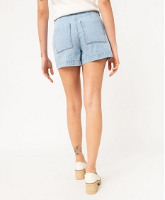 short en jean ample a taille haute femme - lulucastagnette gris shortsF126401_3