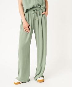 GEMO Pantalon fluide en viscose coupe large femme Vert