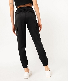 pantalon cargo en satin a taille elastiquee femme noir pantalonsF130601_3