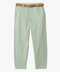 pantalon en twill de coton avec ceinture tressee femme vert pantalonsF130801_4