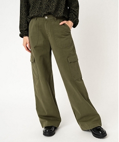 pantalon large coupe cargo femme vert pantalonsF132001_1