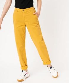 pantalon chino coupe regular femme jaune pantalonsF132301_1