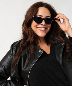 veste biker zippee bimatiere femme grande taille noirF133801_2