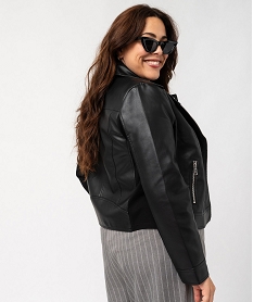 veste biker zippee bimatiere femme grande taille noirF133801_3