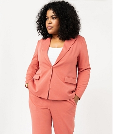 GEMO Veste blazer extensible fermeture un bouton femme grande taille Rose