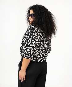 blouse imprimee a manches 34 femme grande taille noir blousesF137001_3