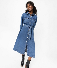 robe en jean longue a manches longues femme - lulucastagnette bleuF139301_1