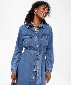 robe en jean longue a manches longues femme - lulucastagnette bleuF139301_2