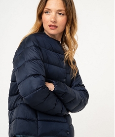 blouson matelasse a col rond femme bleu manteauxF141301_1