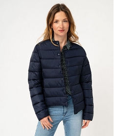 blouson matelasse a col rond femme bleu manteauxF141301_2