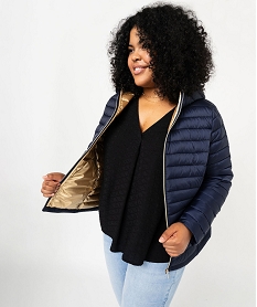 GEMO Blouson matelassé à capuche femme grande taille Bleu