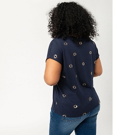 tee-shirt femme grande taille a manches courtes avec motifs bleuF146001_3