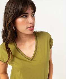 tee-shirt a manches courtes avec finitions scintillantes femme vert t-shirts manches courtesF147301_2