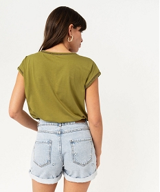 tee-shirt a manches courtes avec finitions scintillantes femme vert t-shirts manches courtesF147301_3