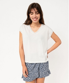 tee-shirt a manches courtes avec finitions scintillantes femme blanc t-shirts manches courtesF148201_4