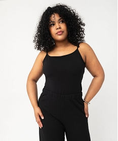 debardeur a fines bretelles en coton stretch femme grande taille noir debardeursF152001_1