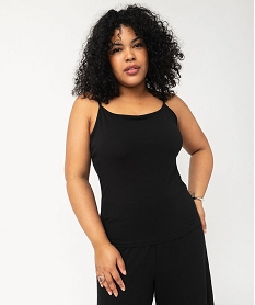 debardeur a fines bretelles en coton stretch femme grande taille noir debardeursF152001_2