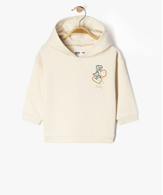 sweat a capuche imprime interieur molletonne bebe garcon beige sweatsF154101_1