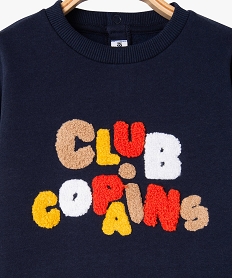 sweat a message avec interieur molletonne bebe garcon bleu sweatsF154501_2