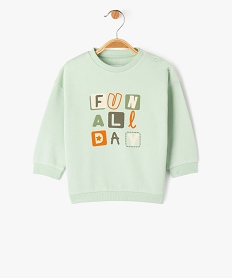 sweat a message en molleton doux bebe garcon vert sweatsF154601_1