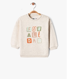 sweat a message en molleton doux bebe garcon beige sweatsF154701_1