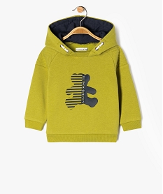 sweat a capuche en molleton doux imprime bebe garcon - lulucastagnette vertF154801_1