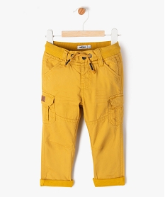 pantalon coupe cargo double avec taille elastique bebe garcon jaune pantalonsF157101_1