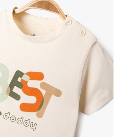 tee-shirt manches courtes avec message famille bebe garcon beige tee-shirts manches courtesF163601_2