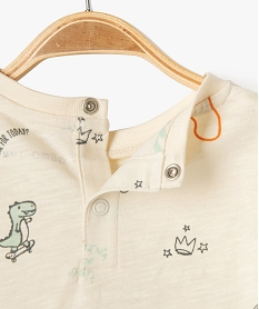 tee-shirt a manches longues en coton imprime bebe garcon beige tee-shirts manches longuesF165001_2