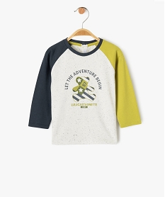 tee-shirt manches longues raglan imprime bebe garcon - lulucastagnette beigeF165701_1