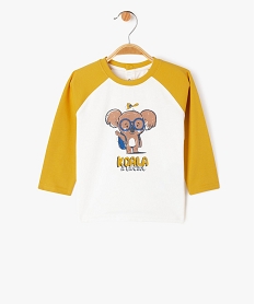 tee-shirt bicolore avec motif animal bebe garcon jaune tee-shirts manches longuesF166201_1