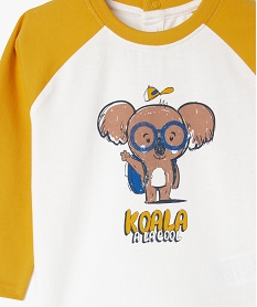 tee-shirt bicolore avec motif animal bebe garcon jaune tee-shirts manches longuesF166201_2