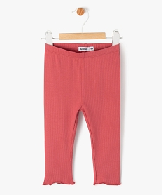 legging en maille cotelee avec bas fronce bebe fille rose leggingsF167401_1