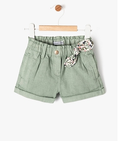 jupe en toile ample a taille elastiquee bebe fille - lulucastagnette vert shortsF167701_1