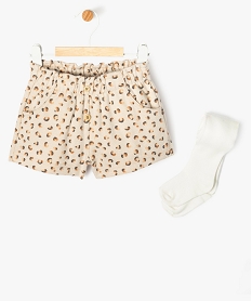 GEMO Ensemble 2 pièces short + collants bébé fille Beige