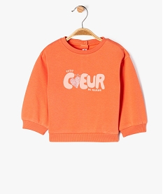 GEMO Sweat molletonné avec motifs et message bébé fille Orange