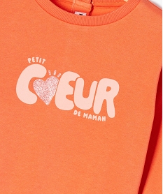 sweat molletonne avec motifs et message bebe fille orange sweatsF168601_2