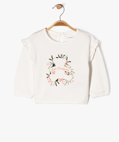 sweat loose a volants imprime bebe fille - lulucastagnette beige sweatsF168801_1